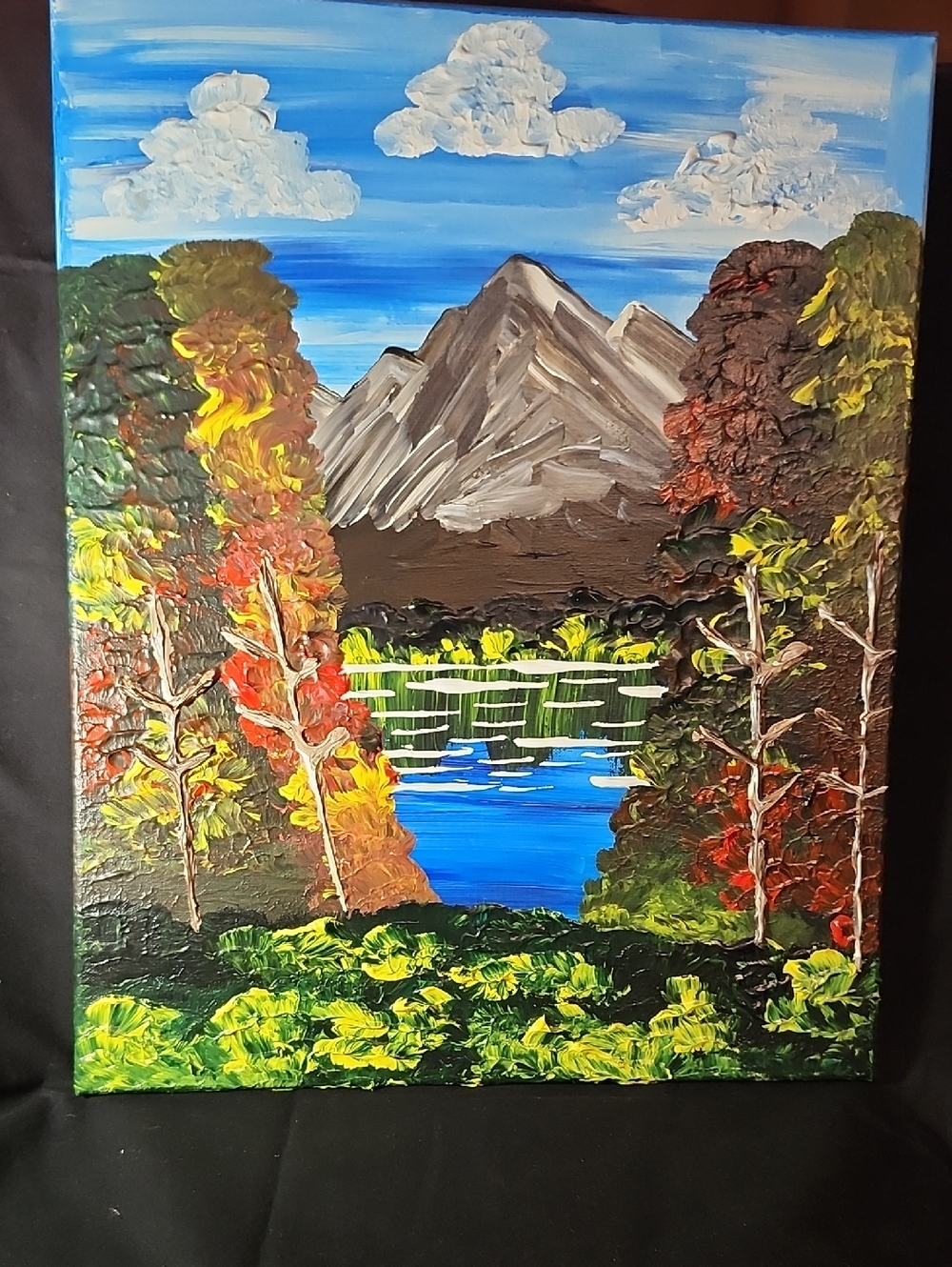 Landscape Mountain Lake Wall Art - Blue, Green, Brown